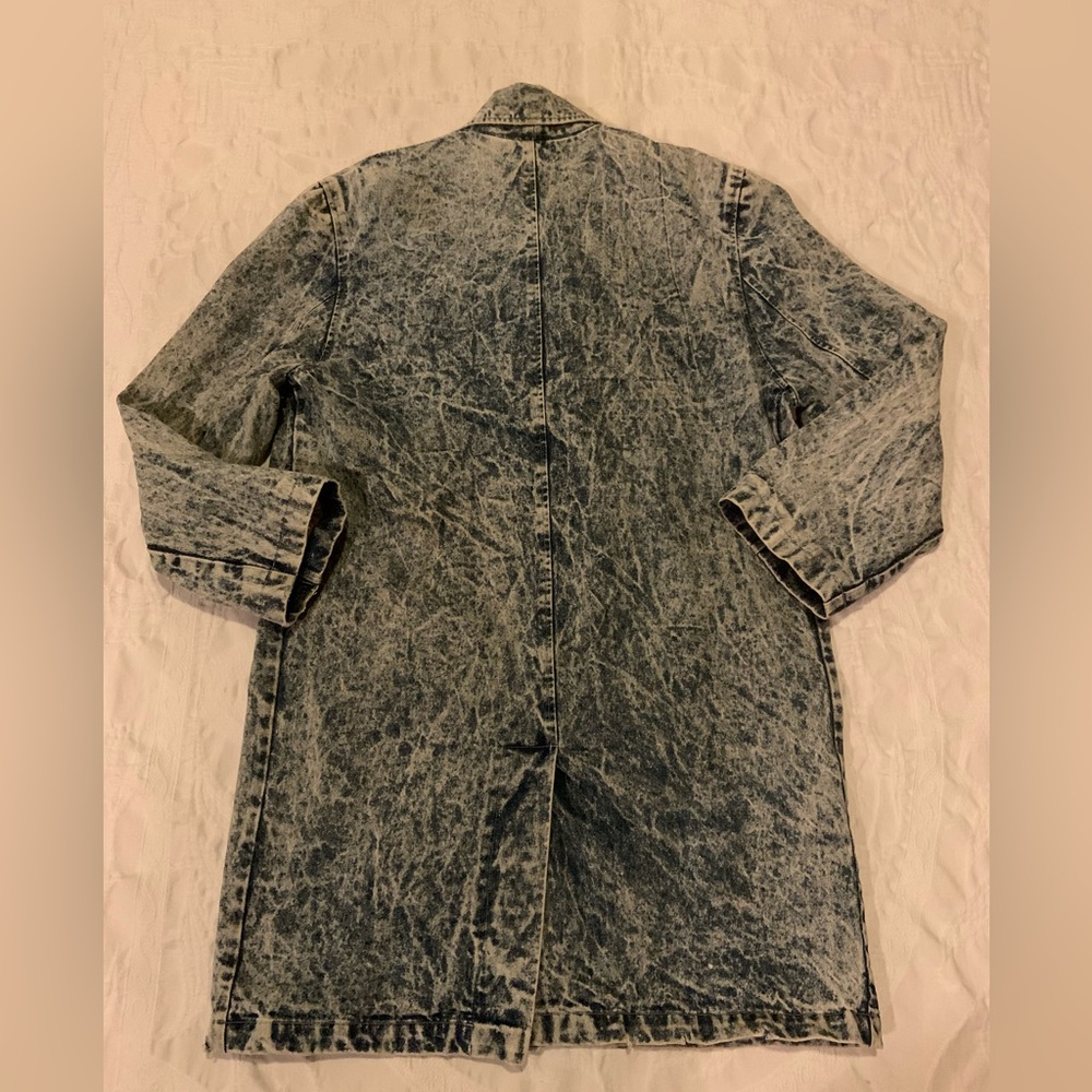 Vintage 80’s Out Of The Blue Acid Wash Long Denim Duster Coat Jacket Large - Picture 11 of 16